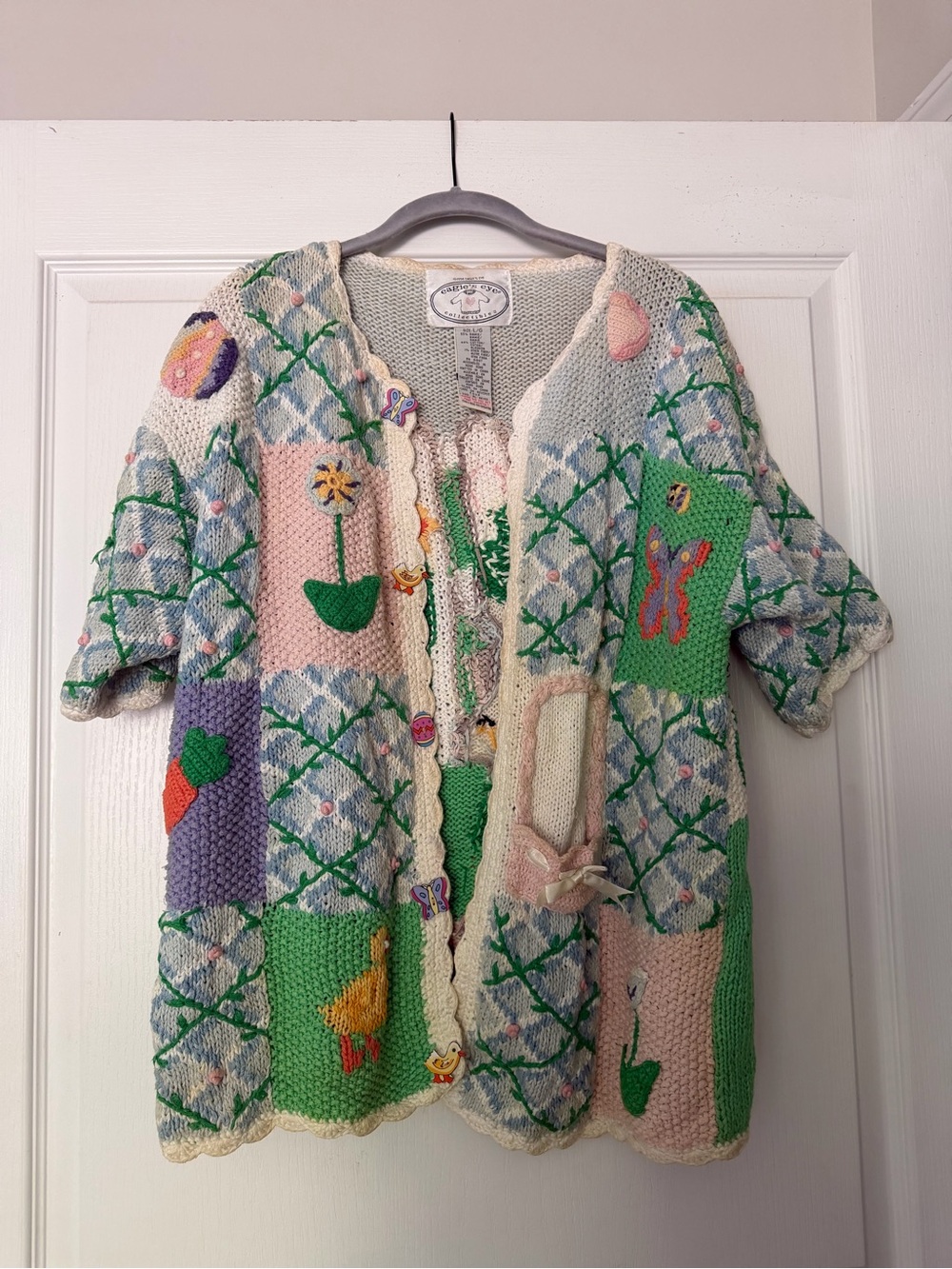 Vintage Rare 1994 Eagles Eye Collectibles Easter Knit Cardigan Size Large
